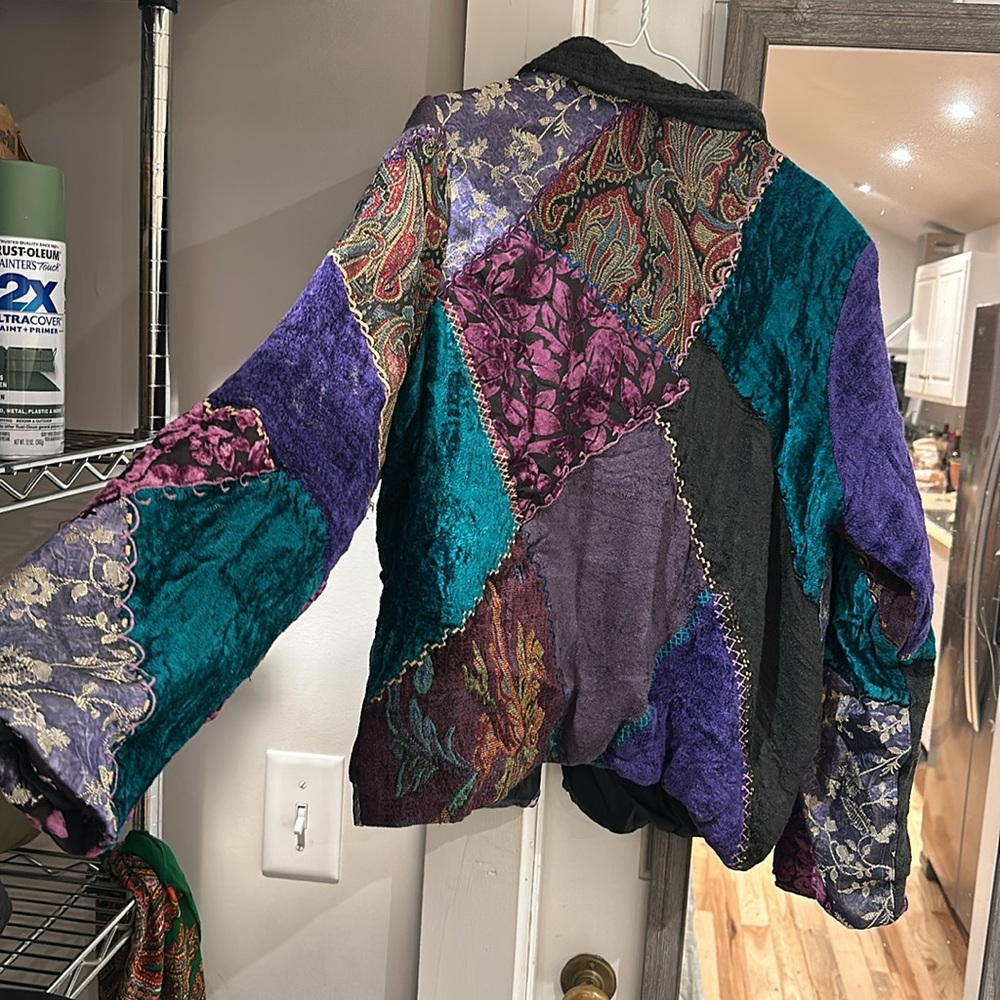 Tapestry Patch festival jacket silk lightweight vintage unique xl one of a kind